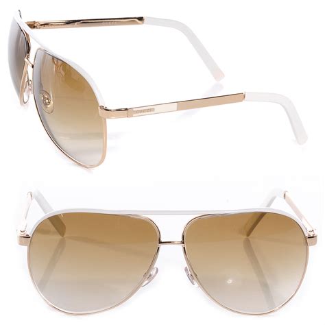 Gucci GG 1827/S BNCIS White / Gold Aviator Sunglasses 